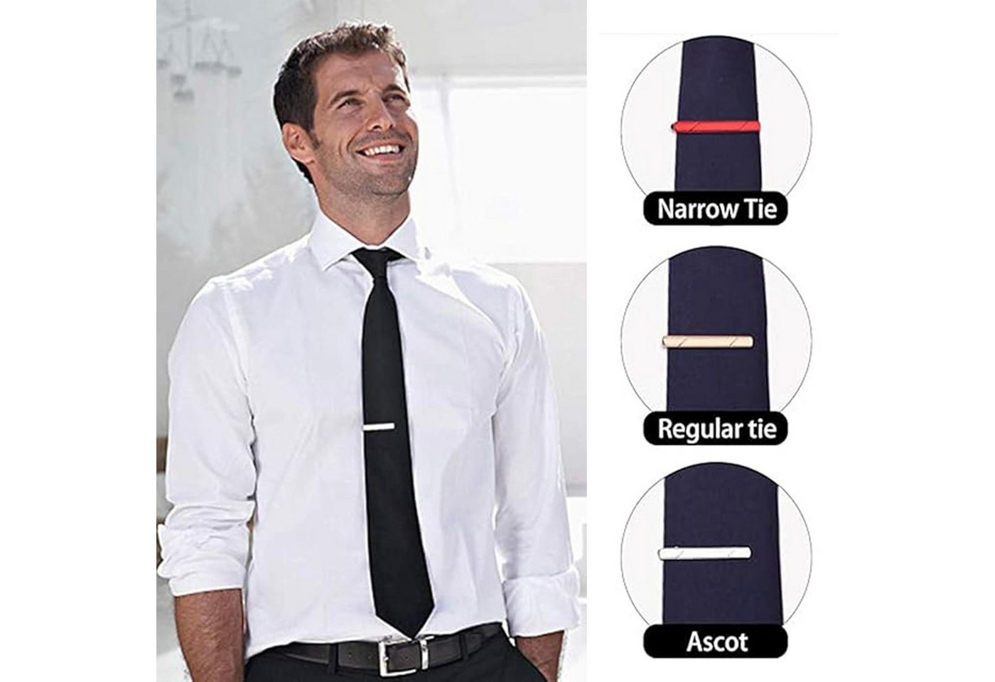 FOUORTUNATE-BEE Krawattenhalter Krawattenklammer Set 6er Herren Krawattenclip Klassisch Elegant (6 St), Krawattenklammer Herren Set für Hochzeit Business Alltag – Bild 4 von 5
