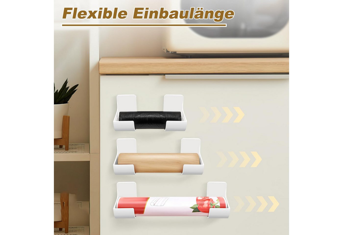 FOUORTUNATE-BEE Küchenorganizer-Set 8er Set Müllbeutelhalter selbstklebend Küchen Organizer ohne Bohren, (4-tlg), Wandhalter für Küche Schrank Tür Kühlschrank A – Bild 3 von 5