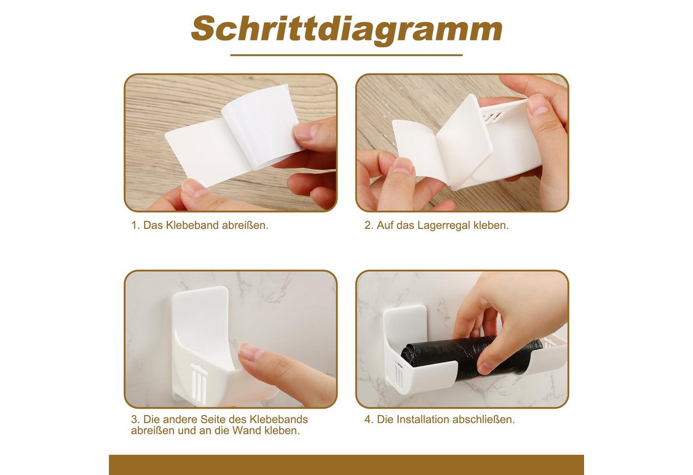 FOUORTUNATE-BEE Küchenorganizer-Set 8er Set Müllbeutelhalter selbstklebend Küchen Organizer ohne Bohren, (4-tlg), Wandhalter für Küche Schrank Tür Kühlschrank A – Bild 5 von 5