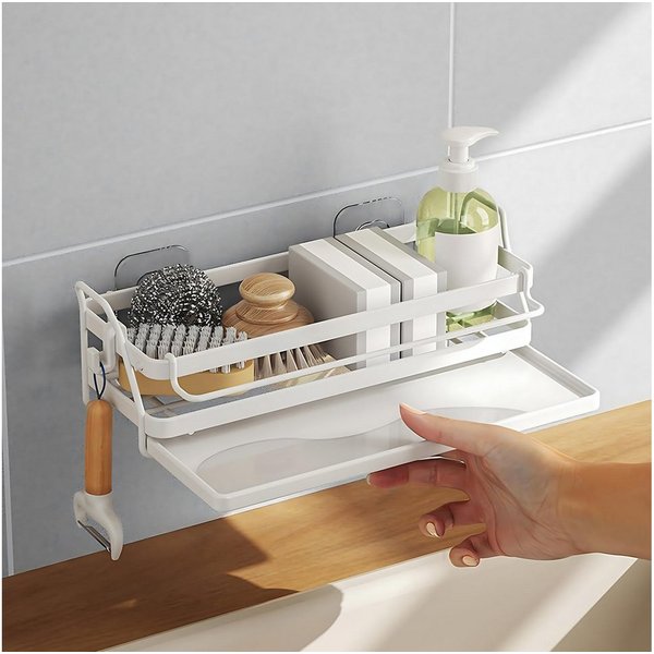 FOUORTUNATE-BEE Küchenorganizer-Set Wandhalterung Küchenspüle Organizer Schwammhalter, (Hängend Spülbecken Organizer mit Spültuchhalter, Spüle Organizer mit Abf
