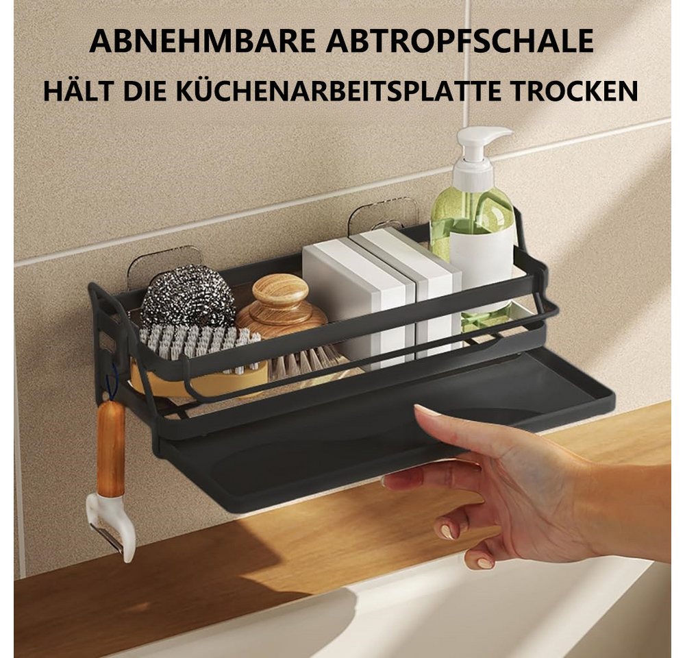 FOUORTUNATE-BEE Küchenorganizer-Set Wandhalterung Küchenspüle Organizer Schwammhalter, (Hängend Spülbecken Organizer mit Spültuchhalter, Spüle Organizer mit Abf – Bild 3 von 5