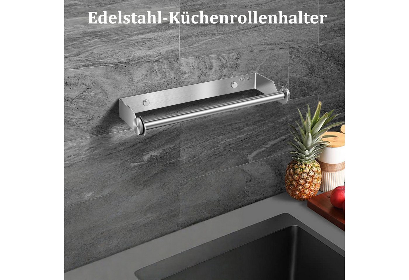 FOUORTUNATE-BEE Küchenrollenhalter Küchenrollenhalter Edelstahl Wand Küchenpapierhalter mit Schrauben, (für Küche Badezimmer Wohnzimmer) – Bild 3 von 5