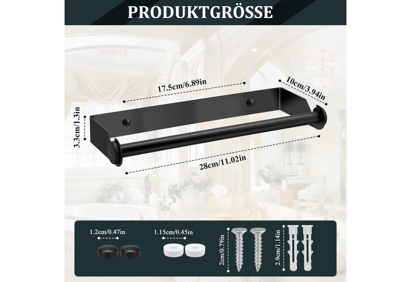 FOUORTUNATE-BEE Küchenrollenhalter Küchenrollenhalter Edelstahl Wand Küchenpapierhalter mit Schrauben, (für Küche Badezimmer Wohnzimmer) – Bild 2 von 5