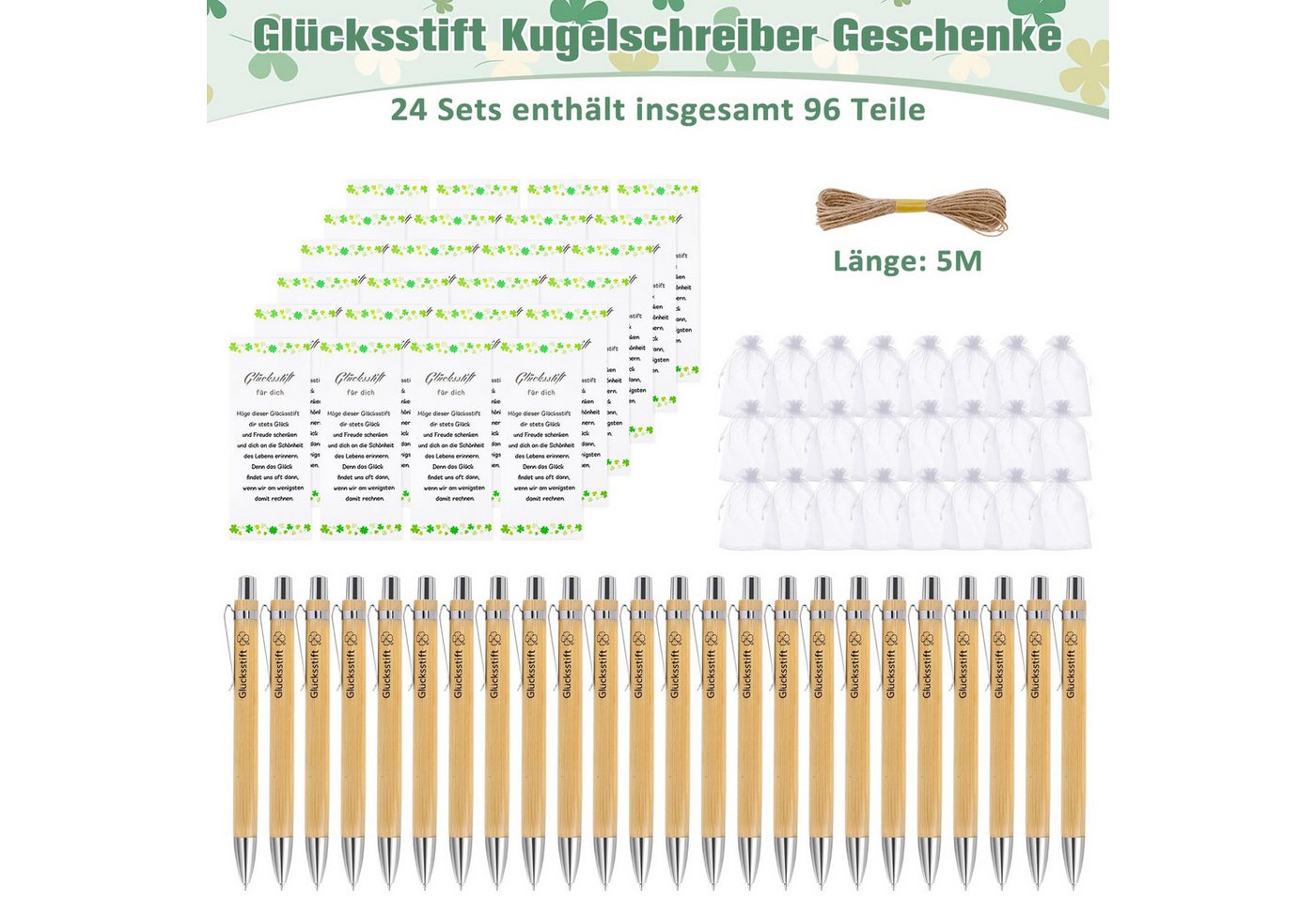 FOUORTUNATE-BEE Kugelschreiber 24 Sets Glücksstift Kugelschreiber Geschenke, (für Kollegen, Dankeschön Geschenke, Abschiedsgeschenk Kollegen, 24-tlg., Kleine Ge – Bild 2 von 5