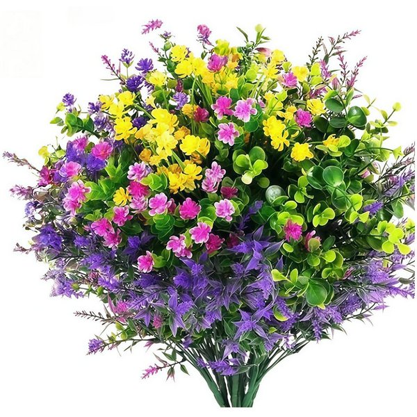 Kunstblumenstrauß 12er Set Kunstblumen – Künstliche Pflanzen für Außen, FOUORTUNATE-BEE, Dekorative Kunstpflanzen als Outdoor-Sträucher