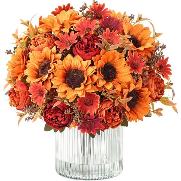 Kunstblumenstrauß 2 künstliche Herbstblumensträuße für Tisch, Hochzeit & Herbstdeko, FOUORTUNATE-BEE, Künstliche Herbstblumen 2er Set für Küche, Zuhause & Tisch