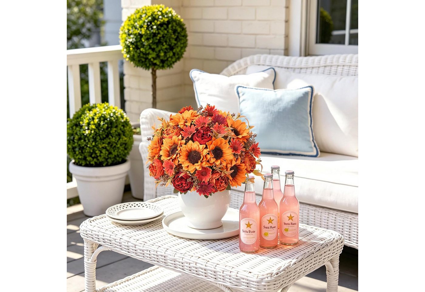 Kunstblumenstrauß 2 künstliche Herbstblumensträuße für Tisch, Hochzeit & Herbstdeko, FOUORTUNATE-BEE, Künstliche Herbstblumen 2er Set für Küche, Zuhause & Tisch – Bild 5 von 5