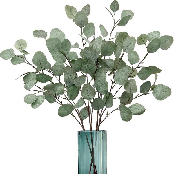 Kunstblumenstrauß 4er Set künstliche Eukalyptuszweige für Vasen und Tischdekoration, FOUORTUNATE-BEE, Dekorative Eukalyptuszweige künstlich – ideal für Zuhause 