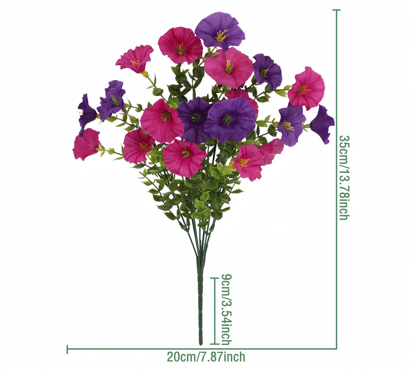 Kunstblumenstrauß 9er Set bunte künstliche Petunien für Balkon & Außenbereich, FOUORTUNATE-BEE, Künstliche Hängepetunien für Balkon- und Blumenkasten-Deko – Bild 2 von 5