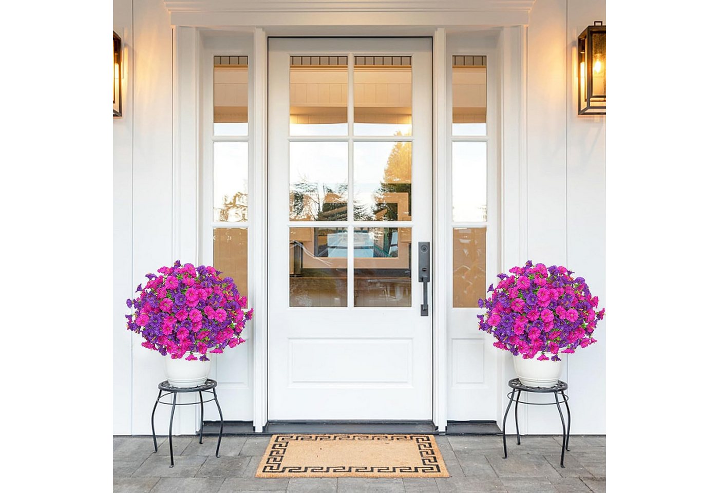 Kunstblumenstrauß 9er Set bunte künstliche Petunien für Balkon & Außenbereich, FOUORTUNATE-BEE, Künstliche Hängepetunien für Balkon- und Blumenkasten-Deko – Bild 4 von 5