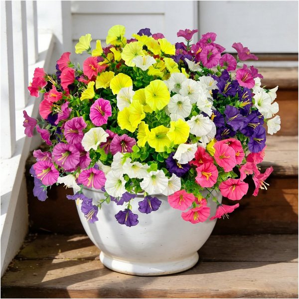 Kunstblumenstrauß Kunstblumen 12 Bündel Balkonblumen Outdoor UV beständig, FOUORTUNATE-BEE, Künstliche Blumen 12 Bund Balkon Garten wetterfest Deko