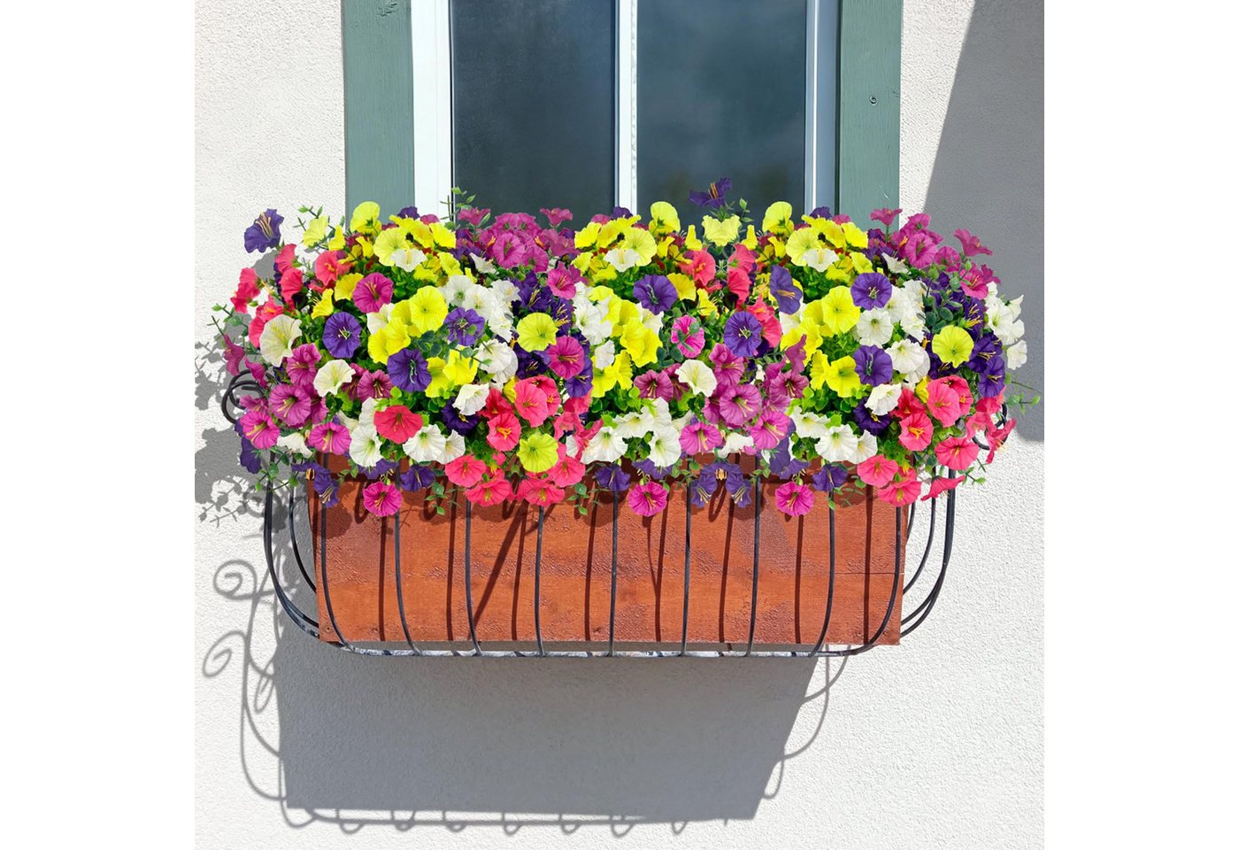 Kunstblumenstrauß Kunstblumen 12 Bündel Balkonblumen Outdoor UV beständig, FOUORTUNATE-BEE, Künstliche Blumen 12 Bund Balkon Garten wetterfest Deko – Bild 4 von 5
