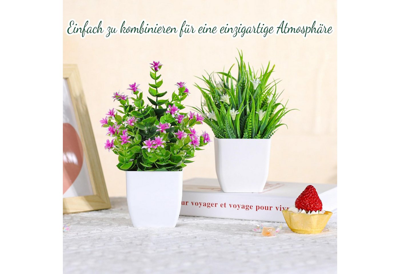 Kunstpflanze 4-Pack Kleine gefälschte Pflanzen Mini Künstliche Faux Pflanzen, FOUORTUNATE-BEE, für Home Room Bauernhaus Badezimmer Dekor Indoor – Bild 5 von 5