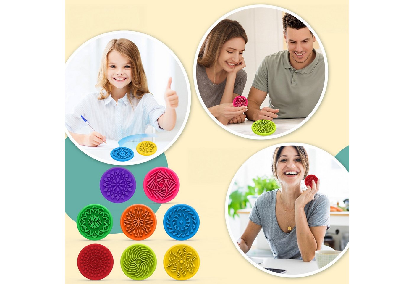 FOUORTUNATE-BEE Lernspielzeug Sensorik Steine Kinder Fidget Spielzeug Struktur Tastsinn Lernspiel, Fühlsteine für Schule Reise Büro Entspannung Sensorik Spielze – Bild 3 von 5