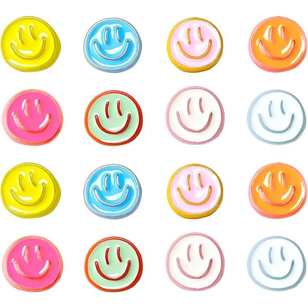 FOUORTUNATE-BEE Magnethalter 16er Set Emaille-Kühlschrankmagnete mit bunten Emojis (16-St), Bunte magnetische Kühlschrank-Deko im 16er Set