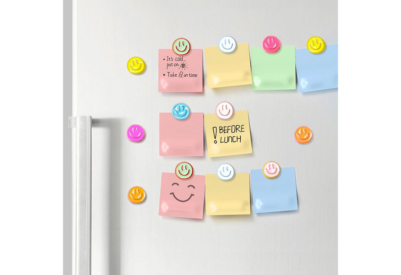 FOUORTUNATE-BEE Magnethalter 16er Set Emaille-Kühlschrankmagnete mit bunten Emojis (16-St), Bunte magnetische Kühlschrank-Deko im 16er Set – Bild 2 von 5