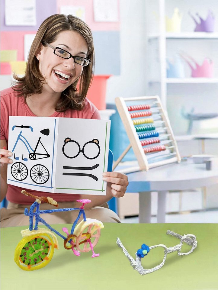 FOUORTUNATE-BEE Malbuch 3D-Stift Zeichenbuch mit 40 Vorlagen & transparenter Platte, Mal- & Doodle-Schablonenbuch für 3D-Stift Kreativprojekte – Bild 2 von 4
