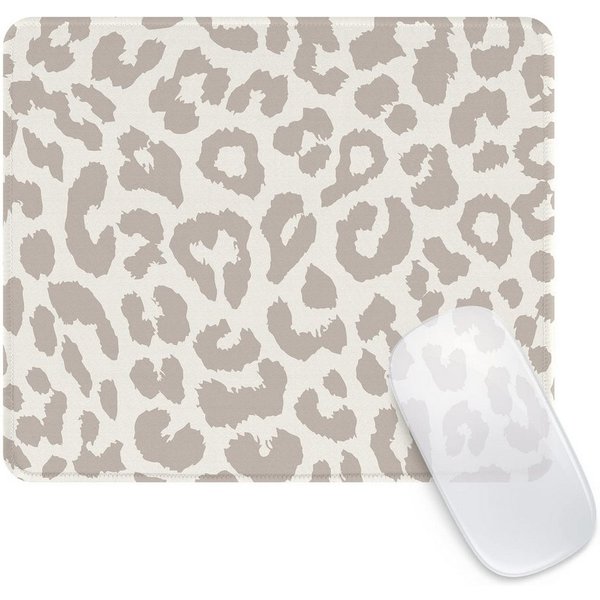 FOUORTUNATE-BEE Mauspad Quadratisches Niedliches Grauer Leopard Mouse Pad 20x24cm (für Büro und Zuhause, wasserdichtes Mousepad, rutschfeste Gummiunterseite)