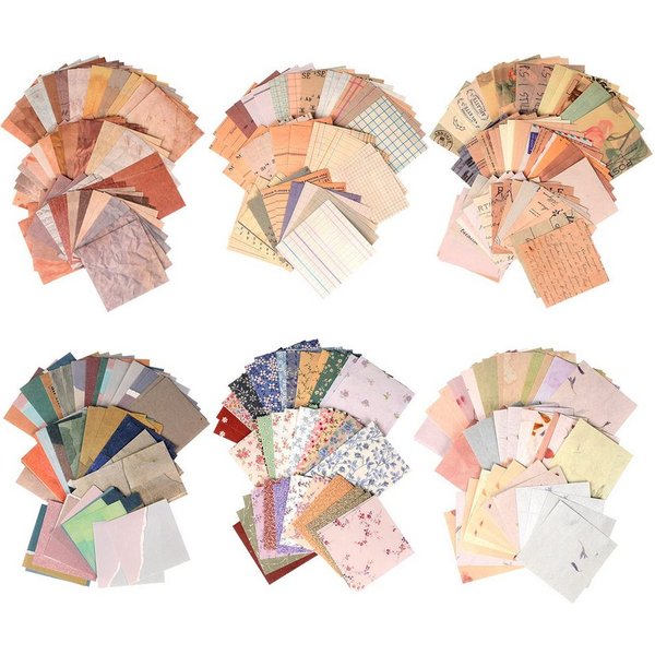 FOUORTUNATE-BEE Motivpapier 360 Blatt Scrapbook-Papier, Vintage-Papier mit vielen Mustern, für Fotoalben, Kalender, Notizbücher, Tagebücher und DIY-Dekoration
