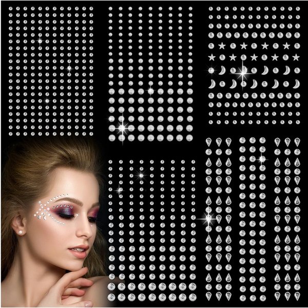 FOUORTUNATE-BEE Nageldesign Zubehör 850 Strasssteine selbstklebend für Gesicht Körper Nägel DIY Deko, Strasssteine Set 850 Stück selbstklebend für Gesicht Nail 