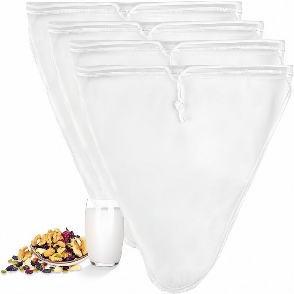FOUORTUNATE-BEE Passiersieb 4er Set Nussmilchbeutel 80 Mesh, wiederverwendbarer Filterbeutel, (4-St), Filterbeutel für Nussmilch & Mandelmilch, feinmaschig 4 St
