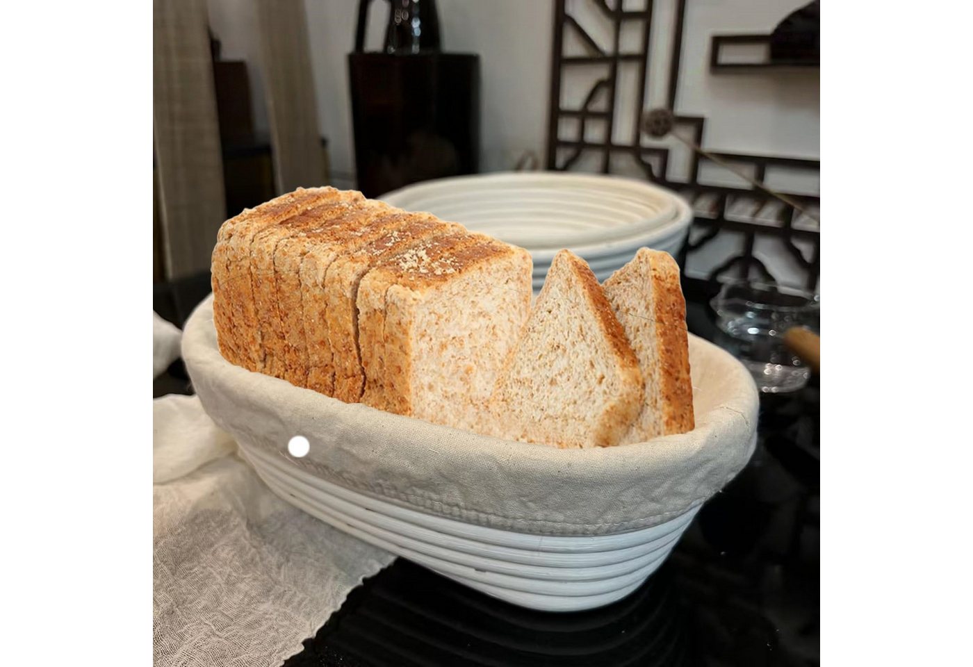 FOUORTUNATE-BEE Passiertuch 4er Gärkörbchen Tuch Set Backtuch für Rundes und Ovales Brot, (4-St), Für Sauerteig Vollkornbrot Bäckerei Gärkorb Stoffbezug Set – Bild 3 von 5