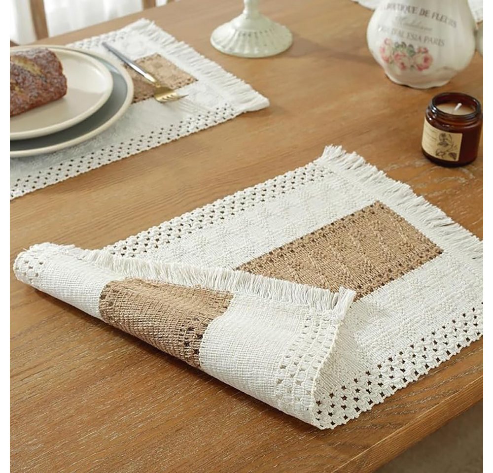 FOUORTUNATE-BEE Platzset 4er Set Boho-Tischsets 30x50cm Makramee-Deko Landhausstil, (für Küche Esstisch Zuhause Party Hochzeitsdekoration, 4-St) – Bild 3 von 5
