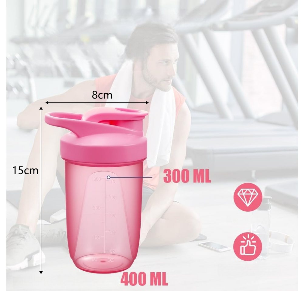 FOUORTUNATE-BEE Protein Shaker Shaker 2er Set 400ml Protein Shaker mit Skala Fitness Becher, Shaker für Fitness Studio Büro Reisen Protein Shake Smoothie – Bild 3 von 5