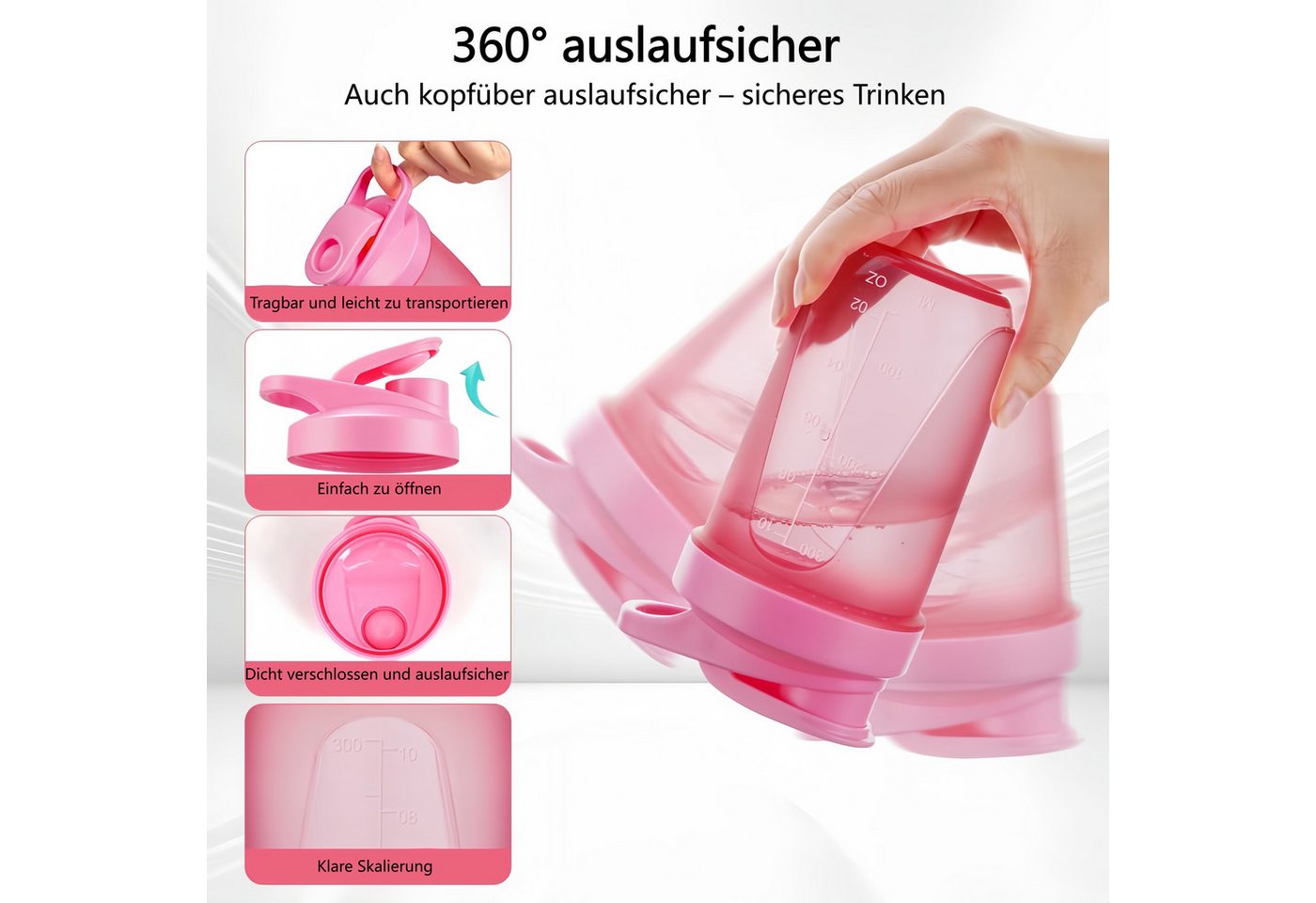 FOUORTUNATE-BEE Protein Shaker Shaker 2er Set 400ml Protein Shaker mit Skala Fitness Becher, Shaker für Fitness Studio Büro Reisen Protein Shake Smoothie – Bild 4 von 5
