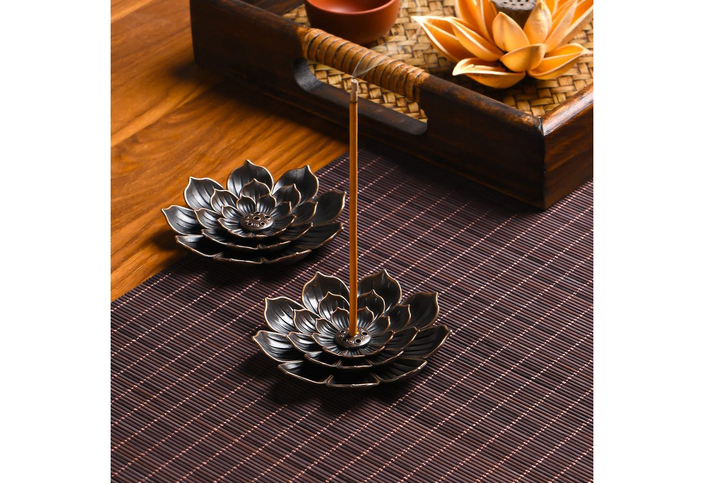 FOUORTUNATE-BEE Räucherschale Lotus Räuchergefäß Räucherstäbchenhalter 6 Loch Weihrauchhalter Set, Für Meditation Yoga Wohnzimmer Schlafzimmer Büro Deko Räucher – Bild 5 von 5