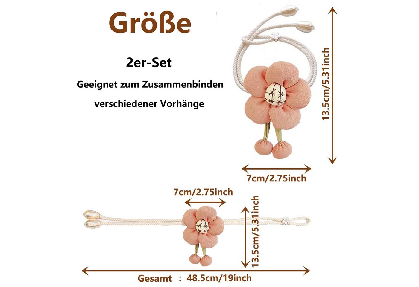 FOUORTUNATE-BEE Raffhalter 2 Stück Blumen Vorhang Raffhalter, Künstliche Blumen Gardinenhalter, (Niedliche Raffhalter Dekorative Fensterdekoration, 2-tlg., für  – Bild 2 von 5