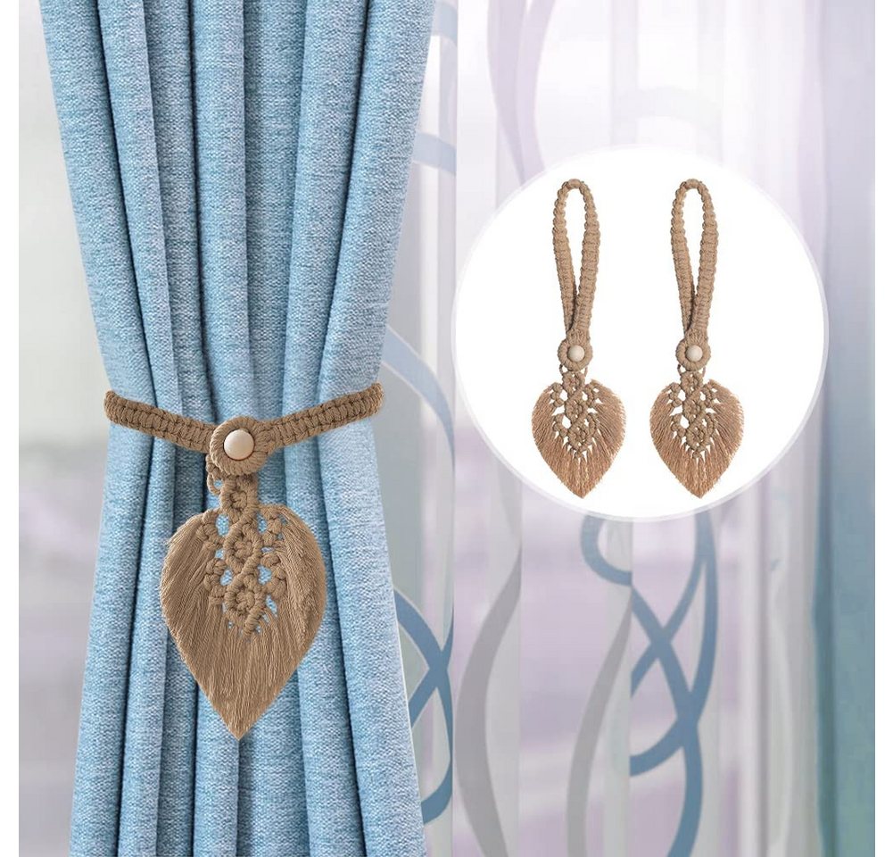 FOUORTUNATE-BEE Raffhalter 2 Stück Vorhang Raffhalter Boho Deko Raffhalter Boho Vorhanghalter, (Gardinenhalter Tiebacks Vorhang Clips für Vorhänge Gardinen Deko – Bild 4 von 5
