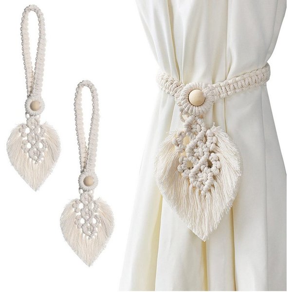 FOUORTUNATE-BEE Raffhalter 2 Stück Vorhang Raffhalter Boho Deko Raffhalter Boho Vorhanghalter, (Gardinenhalter Tiebacks Vorhang Clips für Vorhänge Gardinen Deko