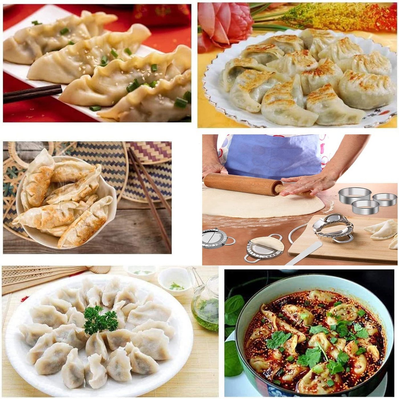 FOUORTUNATE-BEE Ravioliform 7-teiliges Edelstahl Dumpling-Former Set für die Küche, (7-tlg), Küchenhelfer zum einfachen Formen von Teigtaschen – Bild 4 von 5