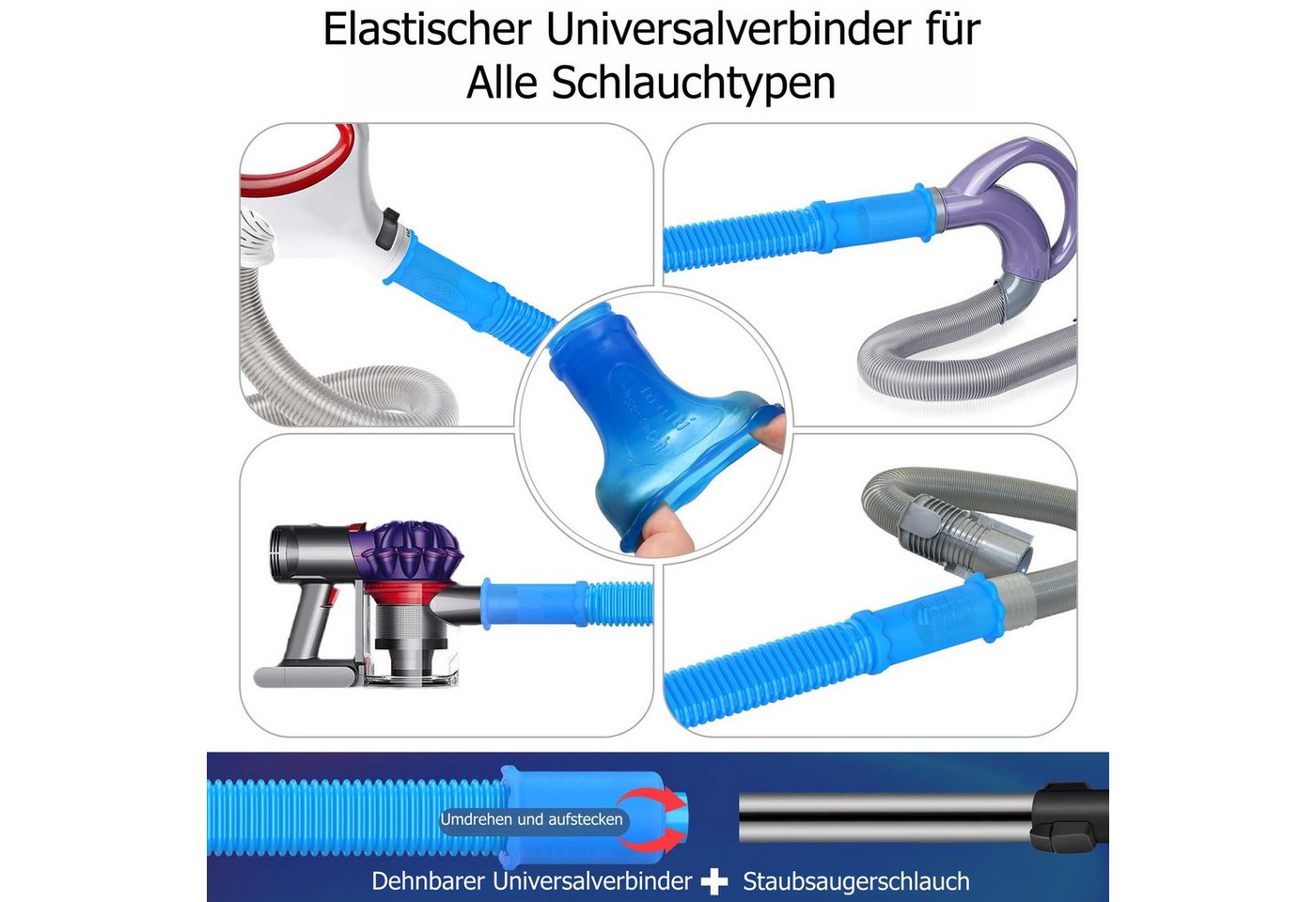 FOUORTUNATE-BEE Reinigungsbürste Trockner Entlüftungsreiniger Set 2-teilig für Staubsauger, Fusselbürste & Schlauchaufsatz mit Universaladapter – Bild 3 von 5