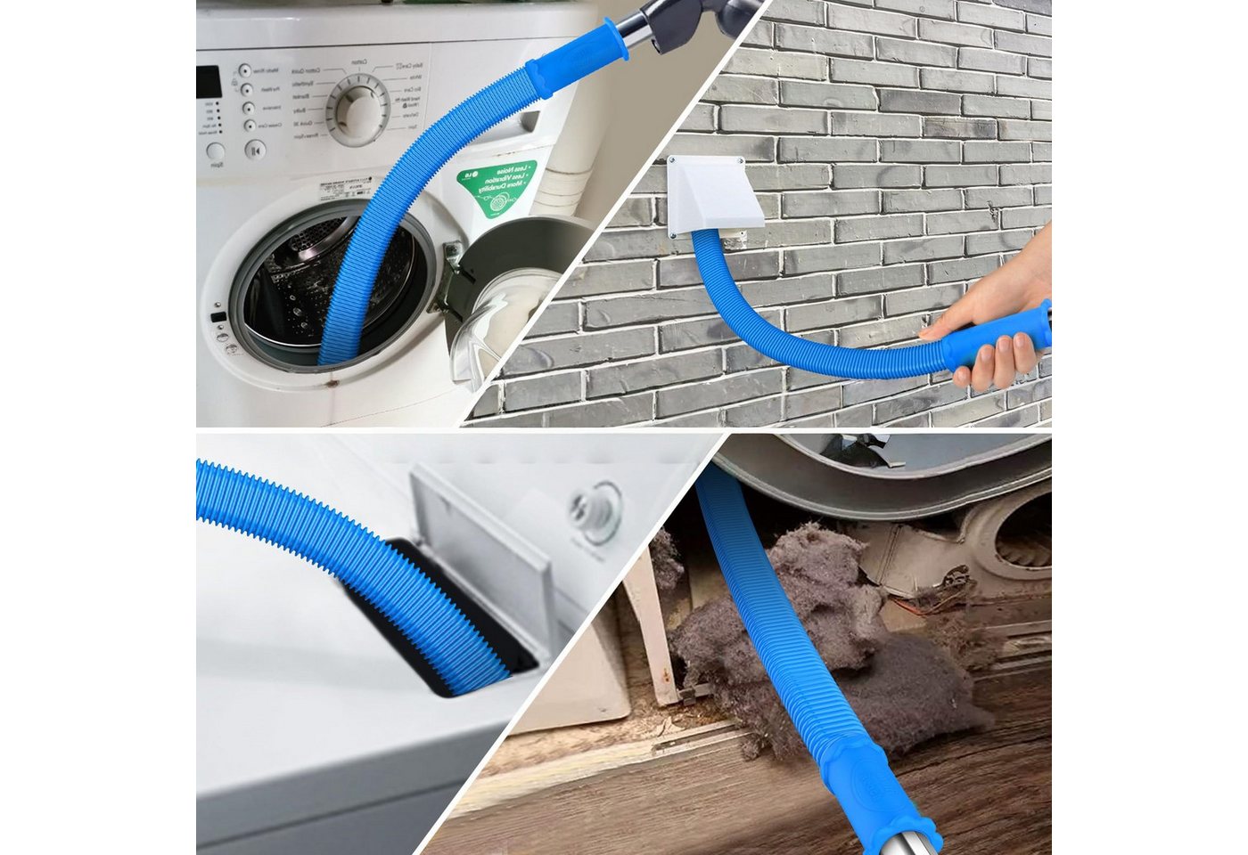 FOUORTUNATE-BEE Reinigungsbürste Trockner Entlüftungsreiniger Set 2-teilig für Staubsauger, Fusselbürste & Schlauchaufsatz mit Universaladapter – Bild 4 von 5