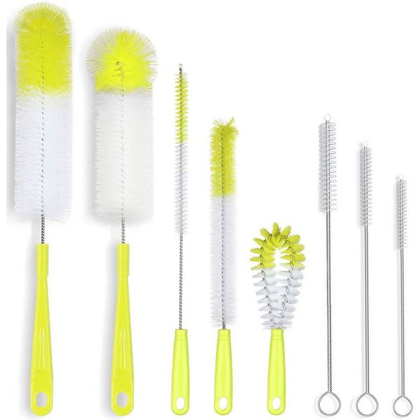FOUORTUNATE-BEE Reinigungsbürsten-Set 8-teiliges Küchenbürsten Set für Flaschen, Becher und Strohhalme, Flaschen und Strohhalmbürsten Set für Trinkflaschen und 