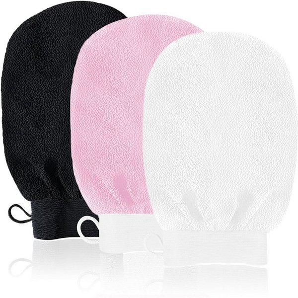 FOUORTUNATE-BEE Reinigungshandschuh 3er Set Peeling-Handschuhe – Körperpeeling in Schwarz, Weiß & Rosa (3-St) Sanfte Peeling-Handschuhe für weiche, glatte Haut 