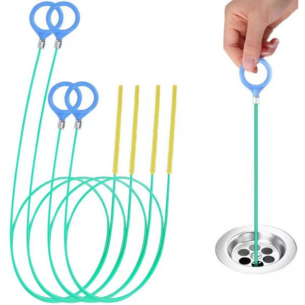 FOUORTUNATE-BEE Rohrreinigungsspirale 4 Stück Abflussreinigungswerkzeug Abflussreiniger Spirale 90cm, 130cm, (4 tlg), für Badewanne Abwasserkanäle Waschbecken