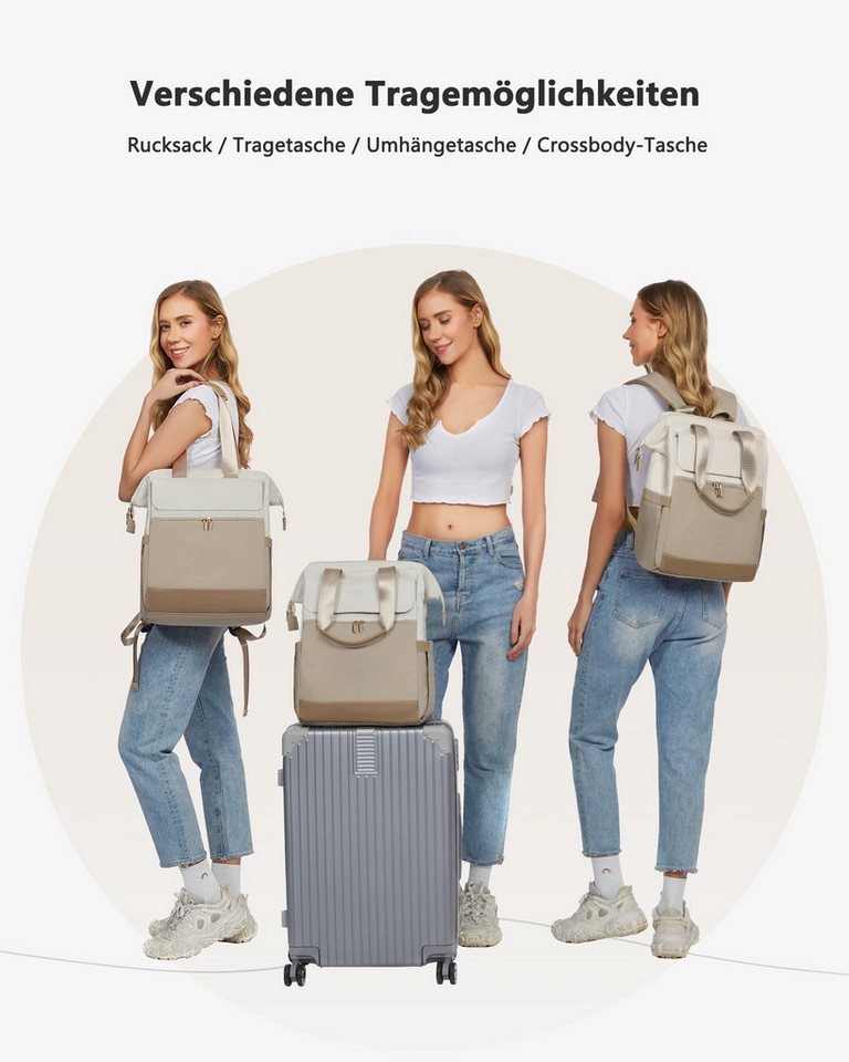 FOUORTUNATE-BEE Rucksack Damen, Laptop Schulrucksack Wasserdicht, Schultasche Teenager (Backpack Women Elegant Tagesrucksäcke Handtasche 2 in 1), 15,6 Zoll Arbe – Bild 2 von 5