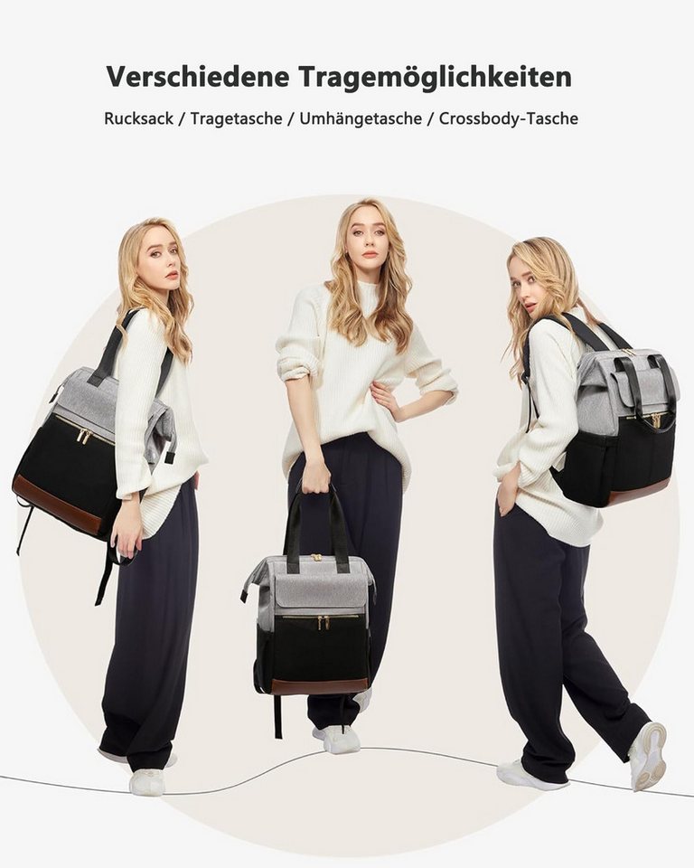 FOUORTUNATE-BEE Rucksack Damen, Laptop Schulrucksack Wasserdicht, Schultasche Teenager (Backpack Women Elegant Tagesrucksäcke Handtasche 2 in 1), 15,6 Zoll Arbe – Bild 2 von 5