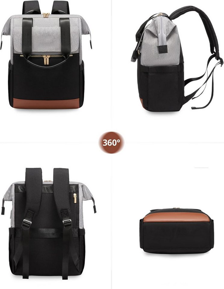 FOUORTUNATE-BEE Rucksack Damen, Laptop Schulrucksack Wasserdicht, Schultasche Teenager (Backpack Women Elegant Tagesrucksäcke Handtasche 2 in 1), 15,6 Zoll Arbe – Bild 4 von 5