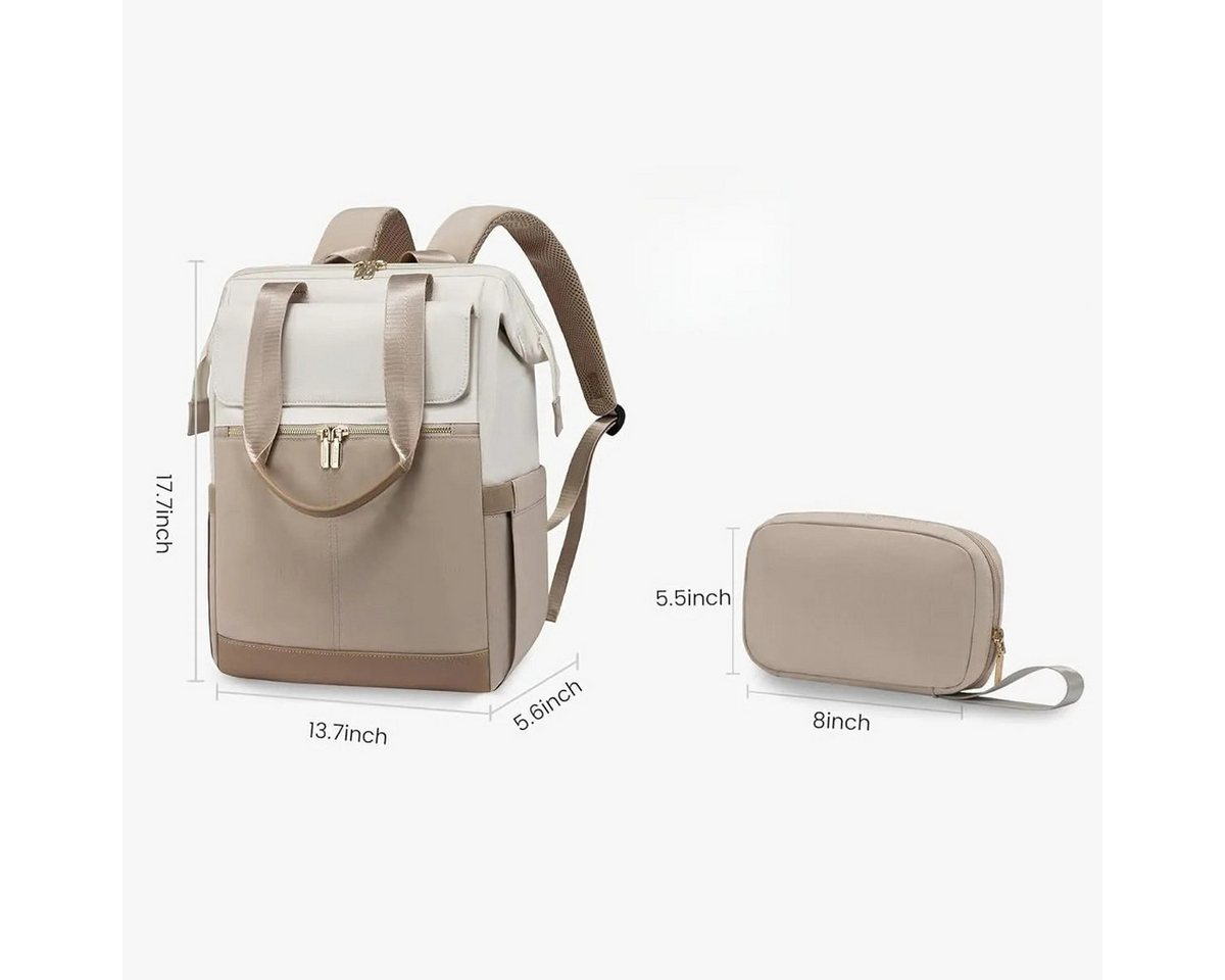 FOUORTUNATE-BEE Rucksack Damen, Laptop Schulrucksack Wasserdicht, Schultasche Teenager (Backpack Women Elegant Tagesrucksäcke Handtasche 2 in 1), 15,6 Zoll Arbe – Bild 5 von 5