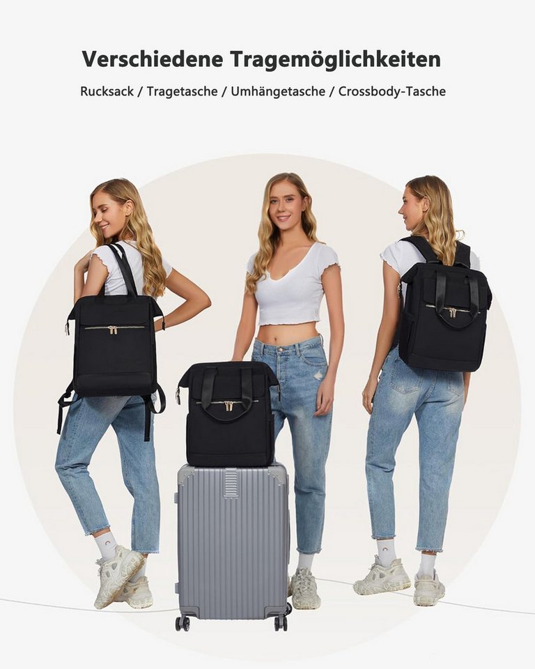 FOUORTUNATE-BEE Rucksack Damen, Laptop Schulrucksack Wasserdicht, Schultasche Teenager (Backpack Women Elegant Tagesrucksäcke Handtasche 2 in 1), 15,6 Zoll Arbe – Bild 2 von 5