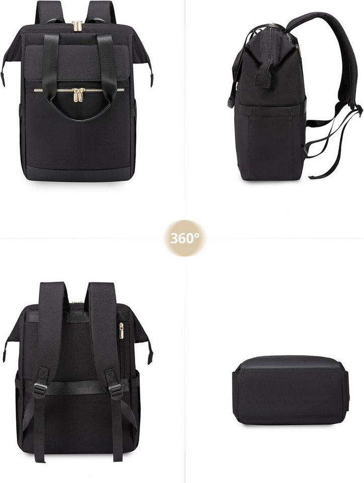 FOUORTUNATE-BEE Rucksack Damen, Laptop Schulrucksack Wasserdicht, Schultasche Teenager (Backpack Women Elegant Tagesrucksäcke Handtasche 2 in 1), 15,6 Zoll Arbe – Bild 4 von 5