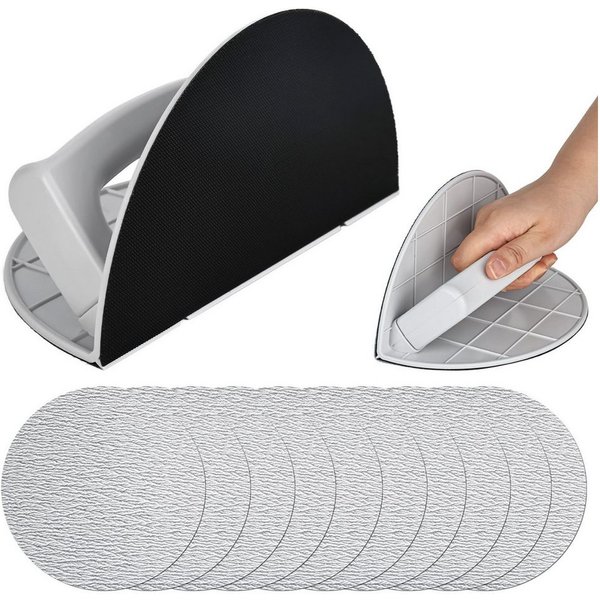 FOUORTUNATE-BEE Schleifteller Eckschleifer Set mit Schleifpapier 90° Handschleifer für Details, Halbrund Handschleifer Set mit 10 Schleifblättern für Ecken Kant