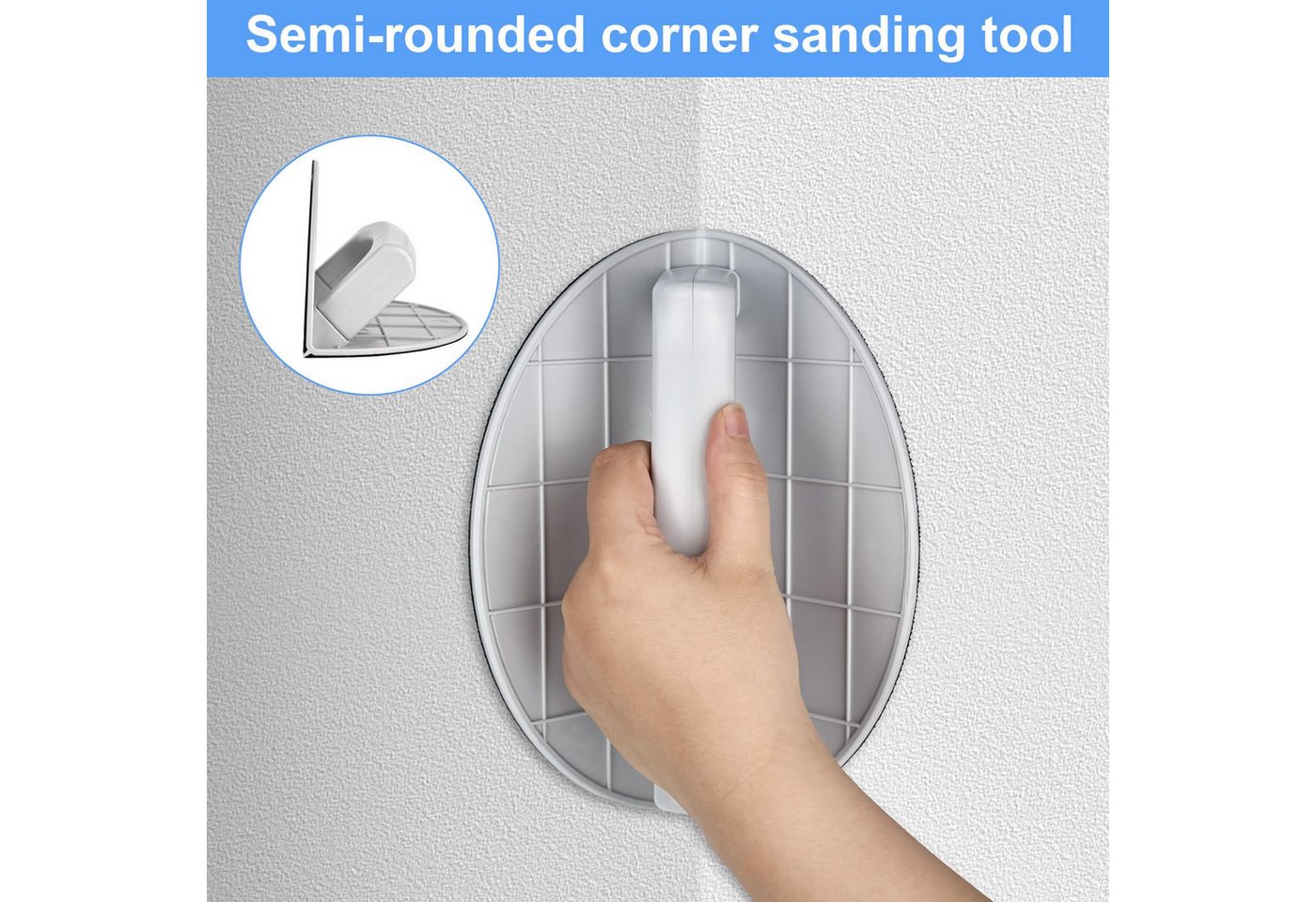 FOUORTUNATE-BEE Schleifteller Eckschleifer Set mit Schleifpapier 90° Handschleifer für Details, Halbrund Handschleifer Set mit 10 Schleifblättern für Ecken Kant – Bild 3 von 5