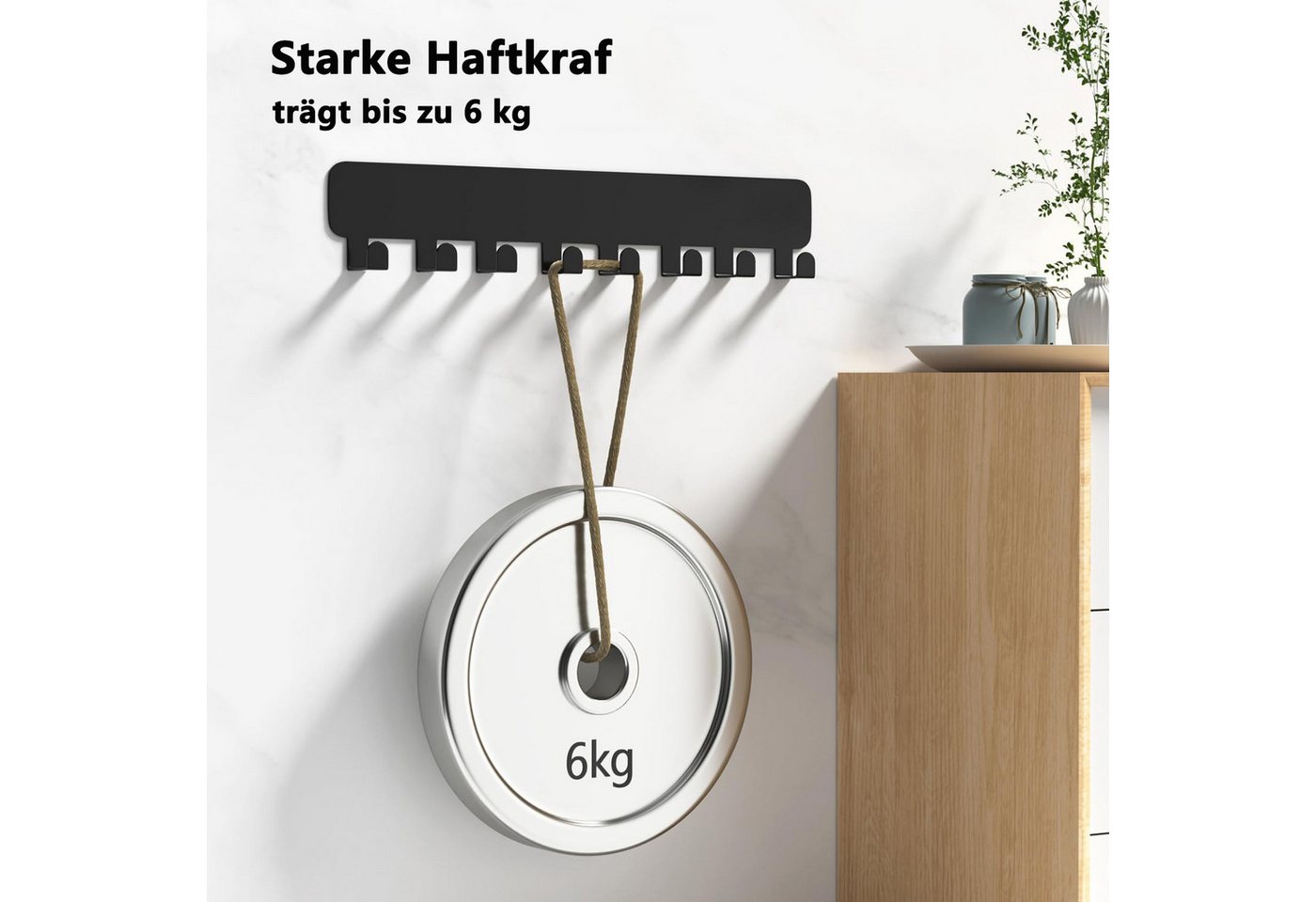 FOUORTUNATE-BEE Schlüsselbrett Schlüsselbrett mit 8Haken, Schlüssel Organizer Wand, (Schlüsselhalter für Wandhaken Dekor) – Bild 4 von 5