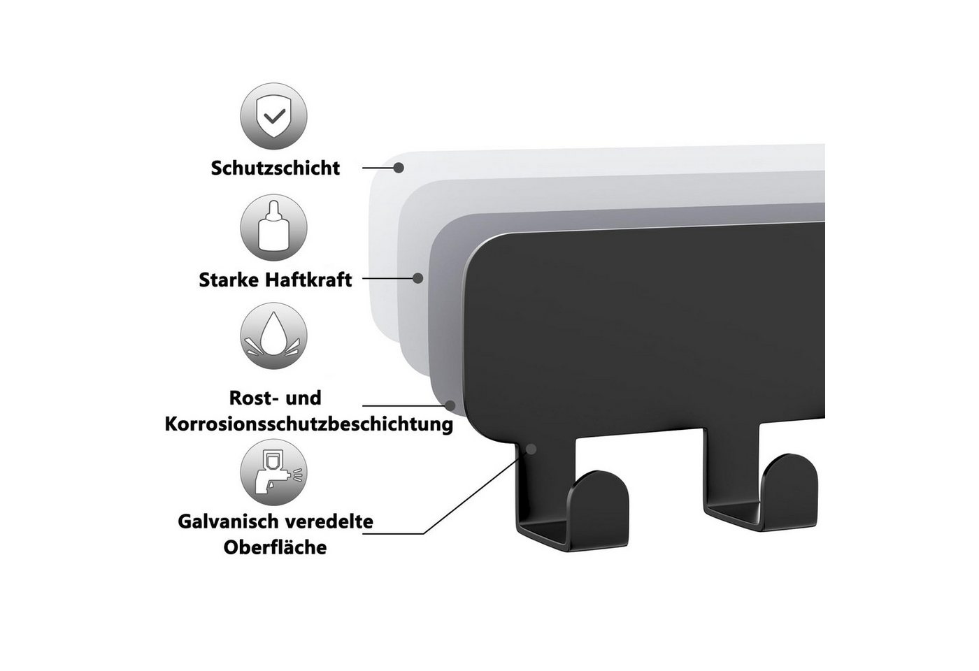 FOUORTUNATE-BEE Schlüsselbrett Schlüsselbrett mit 8Haken, Schlüssel Organizer Wand, (Schlüsselhalter für Wandhaken Dekor) – Bild 5 von 5