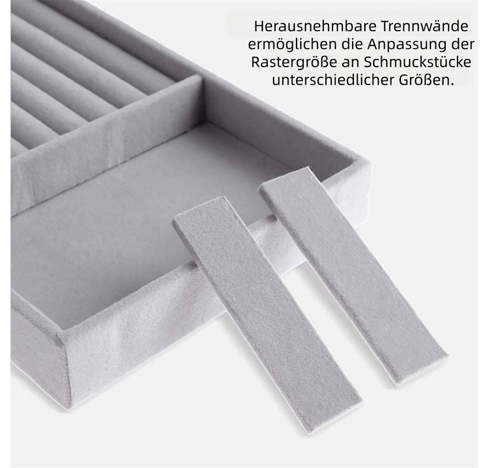 FOUORTUNATE-BEE Schubladeneinsatz Schmucktablett 4er-Set, Schmuck Organizer für Schubladen und Kommode, Schmuckeinsätze für Schubladen, für Ringe, Ohrringe und  – Bild 5 von 5